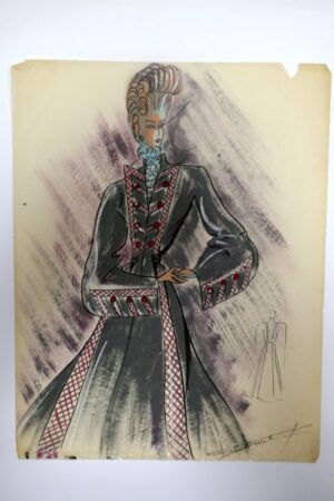 Original Modezeichnung signiert | 1940er Jahre | Francoise Bianell