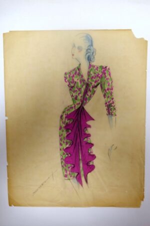 Original Modezeichnung signiert | 1940er Jahre | Francoise Bianell
