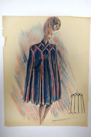 Original Modezeichnung signiert | 1940er Jahre | Francoise Bianell