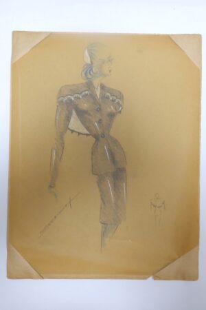 Original Modezeichnung signiert | 1940er Jahre | Francoise Bianell