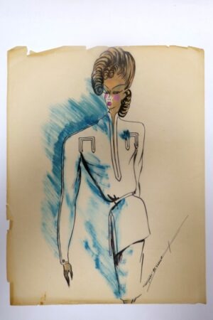 Original Modezeichnung signiert | 1940er Jahre | Francoise Bianell