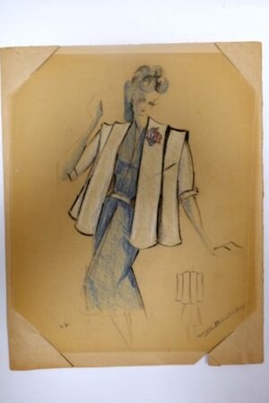 Original Modezeichnung signiert | 1940er Jahre | Francoise Bianell