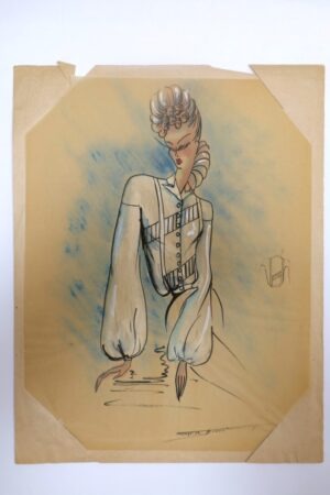 Original Modezeichnung signiert | 1940er Jahre | Francoise Bianell