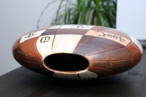 Dekorative Vase rund | Erdtöne mit Ethno-Mustern | ca. 27 cm