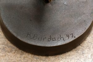 Bronze Statue von R. Burdach (signiert) | Eistänzerin / Eiskunstläuferin | 1947