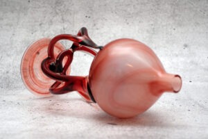 Wunderschöne, Glasvase (Öllampe) in rot/rose | Handarbeit