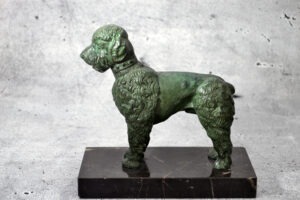 2 Bronzen als Buchstützen | Hunde / Pudel | Art Deco / 20. Jhd. | sehr dekorativ