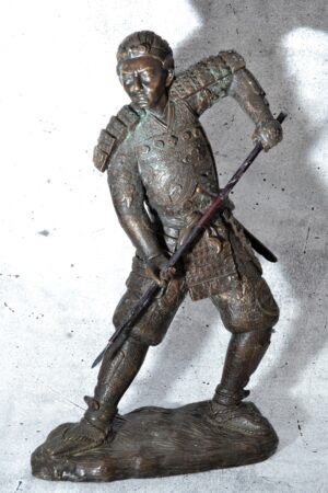 Große "Bronze" | Samurai mit Speer - wunderschön detailreich - 43 cm hoch