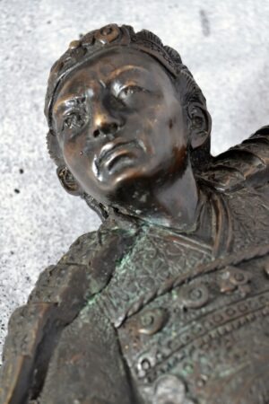 Große "Bronze" | Samurai mit Speer - wunderschön detailreich - 43 cm hoch