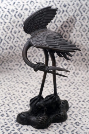 Bronze Statue | Kranich | Japanische Handarbeit | Meiji Zeit (19 Jhd) | Signiert