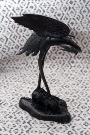 Bronze Statue | Kranich | Japanische Handarbeit | Meiji Zeit (19 Jhd) | Signiert