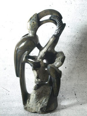 Steinskulptur / Afrikanische Kunst | Pelikanfamilie - sehr schön gearbeitet