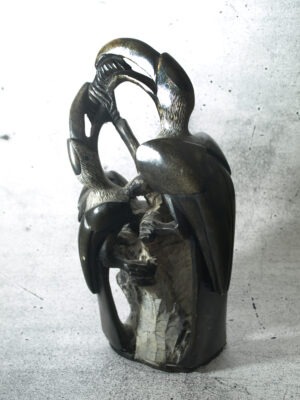 Steinskulptur / Afrikanische Kunst | Pelikanfamilie - sehr schön gearbeitet