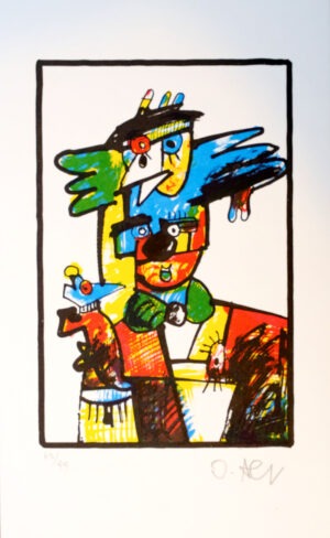 Signierte und nummerierte Lithographie von Ottmar Alt Ich bin Dein Liebestropfes Tier